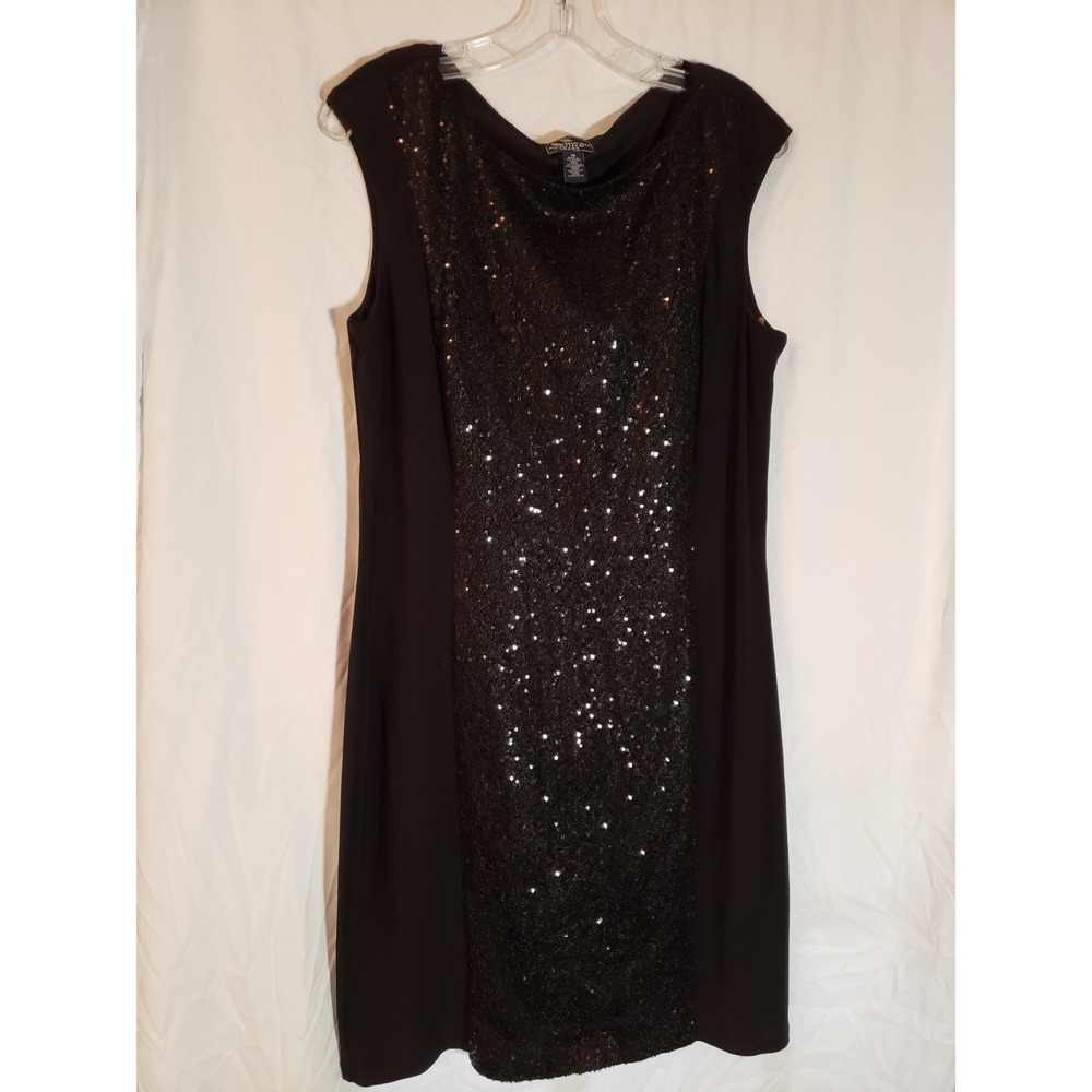 Women's American Living Black Sleeveless Sequined Dress Size 16